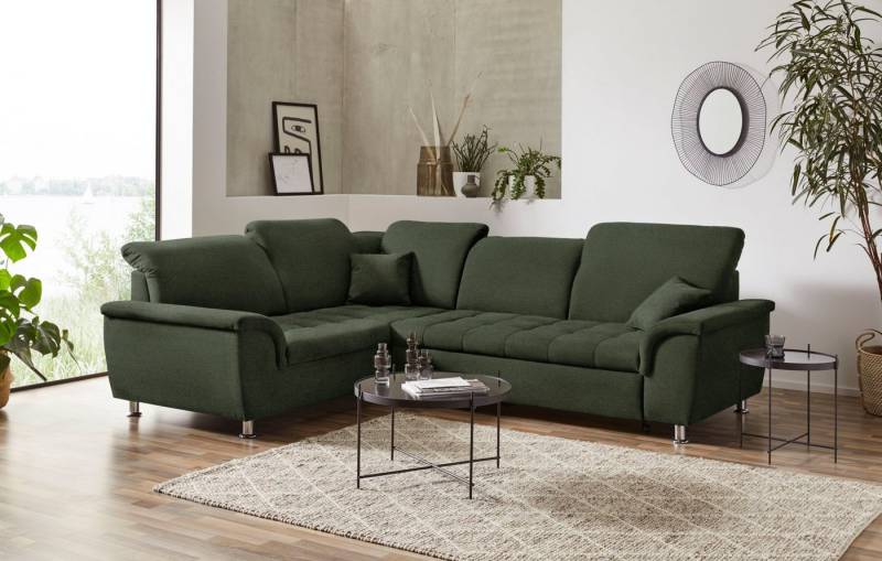 DOMO collection Ecksofa Franzi, zeitlos und elegant, moderne Sitzheftung, L-Form, wahlweise mit Kopfteilverstellung (dann Breite: 275 cm) von DOMO collection