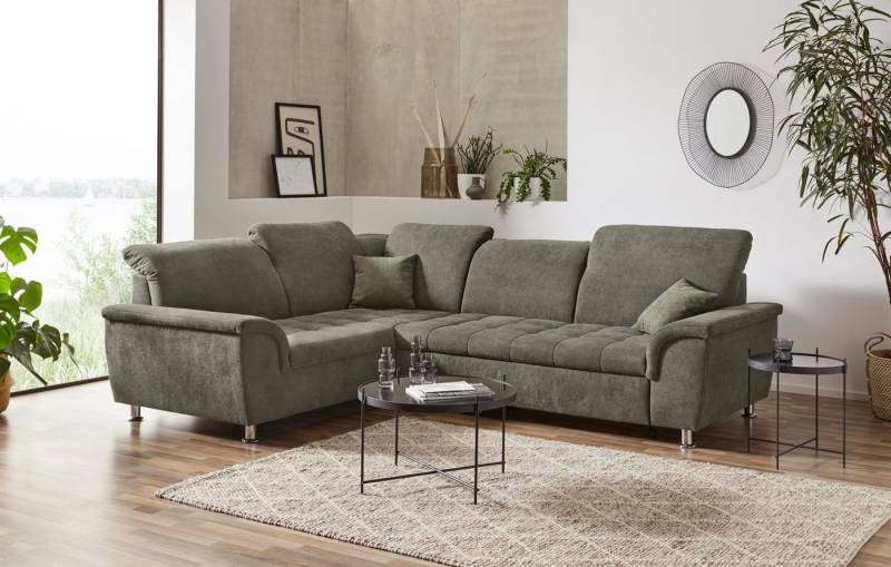 DOMO collection Ecksofa Franzi, zeitlos und elegant, moderne Sitzheftung, L-Form, wahlweise mit Kopfteilverstellung (dann Breite: 275 cm) von DOMO collection