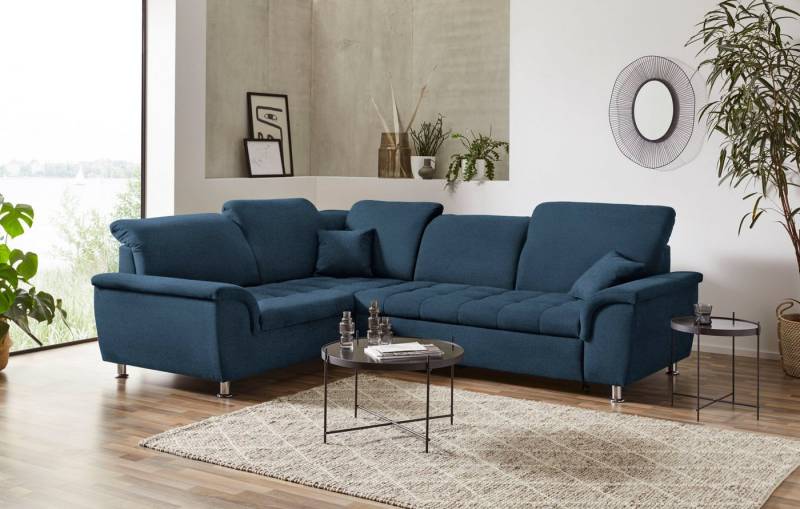 DOMO collection Ecksofa Franzi, zeitlos und elegant, moderne Sitzheftung, L-Form, wahlweise mit Kopfteilverstellung (dann Breite: 275 cm) von DOMO collection