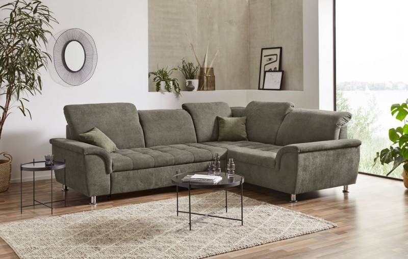 DOMO collection Ecksofa Franzi, zeitlos und elegant, moderne Sitzheftung, L-Form, wahlweise mit Kopfteilverstellung (dann Breite: 275 cm) von DOMO collection