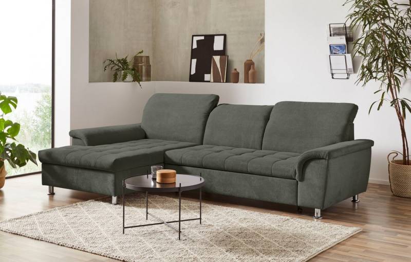 DOMO collection Ecksofa Franzi, zeitlos und elegant, moderne Sitzheftung, L-Form, wahlweise mit Kopfteilverstellung (dann Tiefe: 170 cm) von DOMO collection
