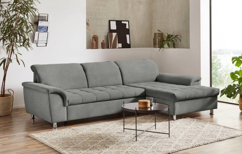 DOMO collection Ecksofa Franzi, zeitlos und elegant, moderne Sitzheftung, L-Form, wahlweise mit Kopfteilverstellung (dann Tiefe: 170 cm) von DOMO collection
