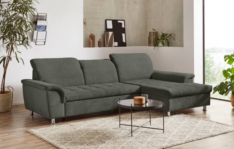 DOMO collection Ecksofa Franzi, zeitlos und elegant, moderne Sitzheftung, L-Form, wahlweise mit Kopfteilverstellung (dann Tiefe: 170 cm) von DOMO collection