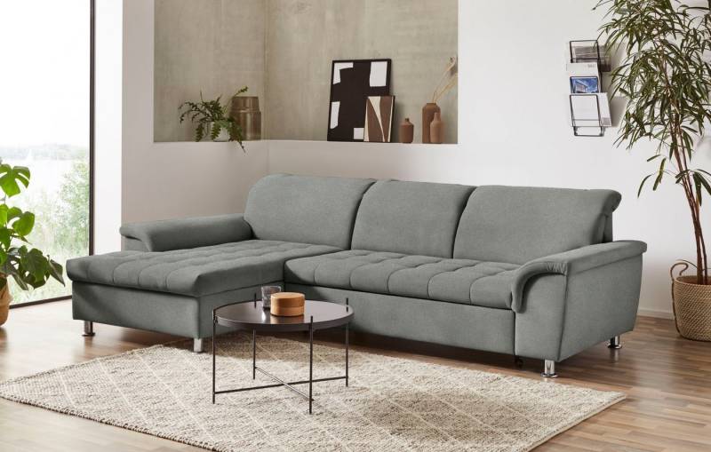 DOMO collection Ecksofa Franzi, zeitlos und elegant, moderne Sitzheftung, L-Form, wahlweise mit Kopfteilverstellung (dann Tiefe: 170 cm) von DOMO collection