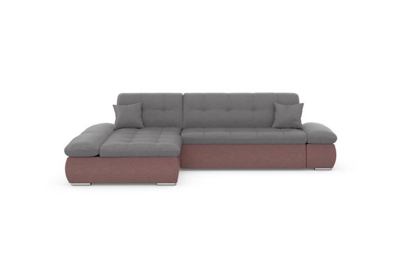 DOMO collection Ecksofa Moric, L-Form, XXL-Sofa - Breite 300cm, wahlweise mit Bettfunktion und Armteilverstellung, beere-grau von DOMO collection