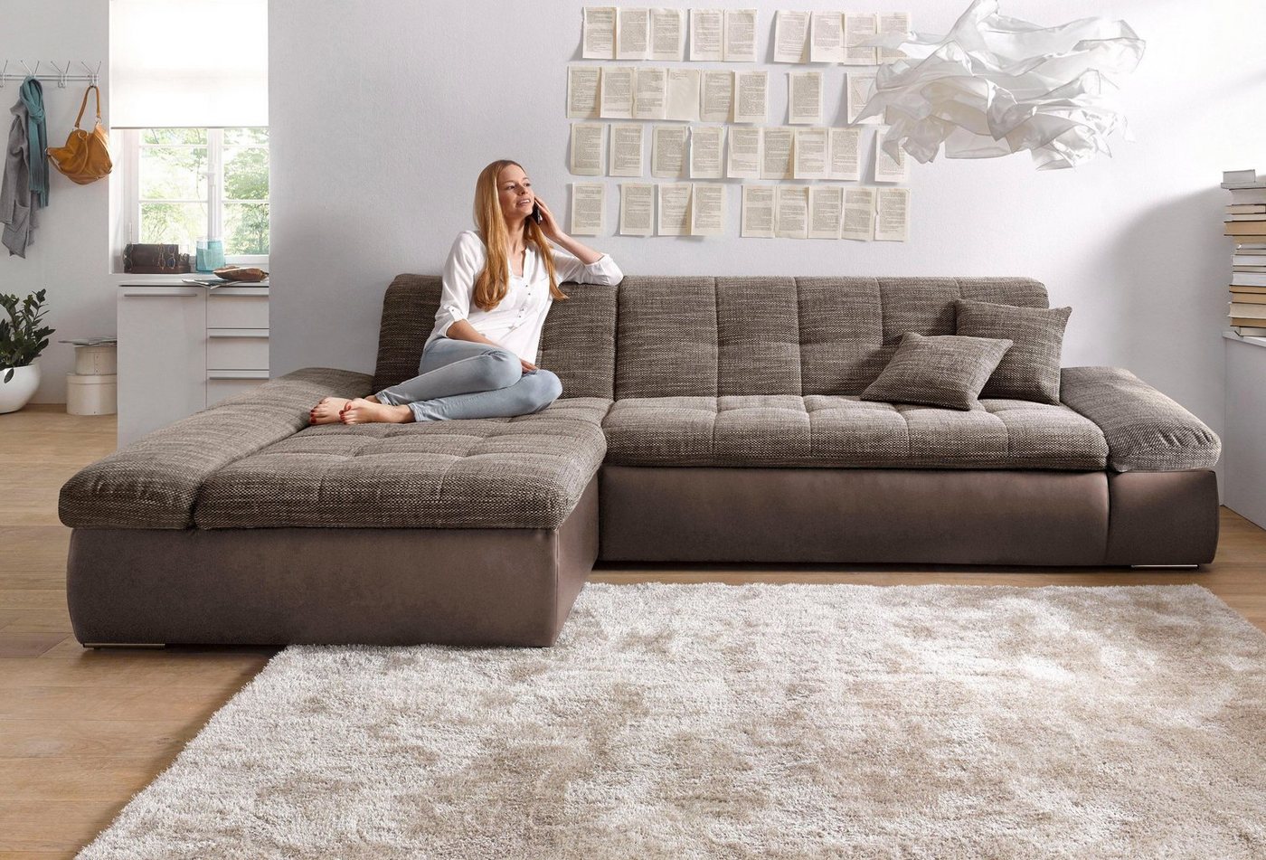 DOMO collection Ecksofa Moric Schlafsofa B/T/H 300/172/80 cm, viele Bezugsarten, auch in Cord, XXL-Format, wahlweise auch mit Bettfunktion und Armverstellung von DOMO collection