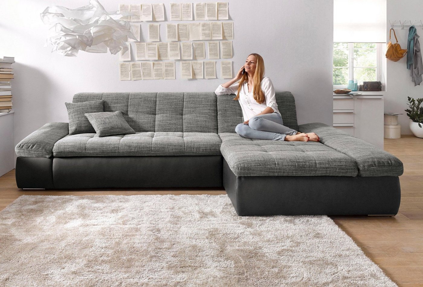 DOMO collection Ecksofa Moric Schlafsofa B/T/H 300/172/80 cm, auch in Cord, L-Form, XXL-Format, wahlweise auch mit Bettfunktion und Armverstellung von DOMO collection