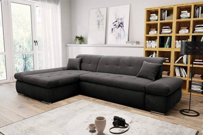 DOMO collection Ecksofa Moric, L-Form, XXL-Sofa - Breite 300cm, viel Platz, auch in Cord, wahlweise mit Bettfunktion und Armteilverstellung, Cord von DOMO collection