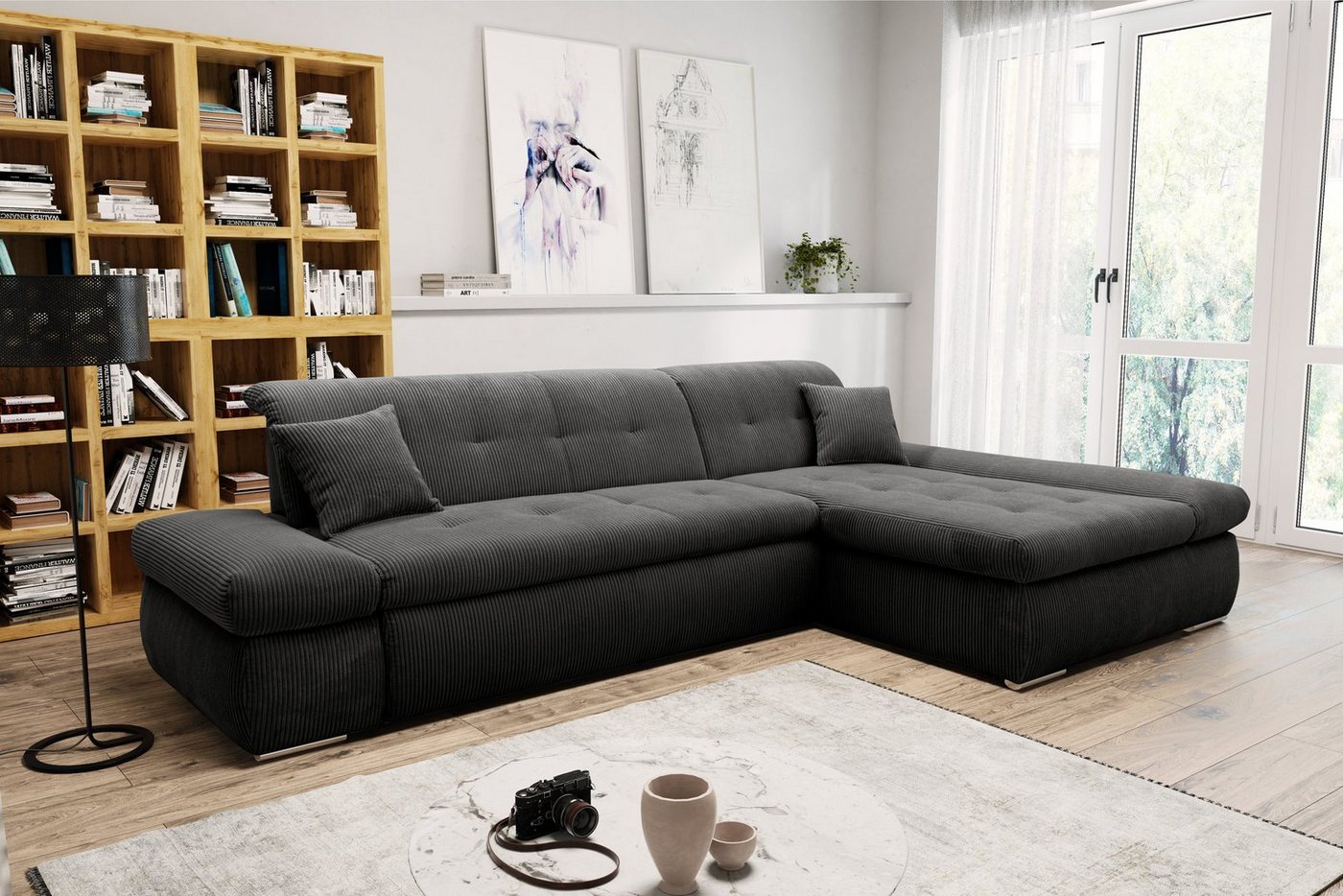 DOMO collection Ecksofa Moric Schlafsofa B/T/H 300/172/80 cm, auch in Cord, L-Form, XXL-Format, wahlweise auch mit Bettfunktion und Armverstellung von DOMO collection