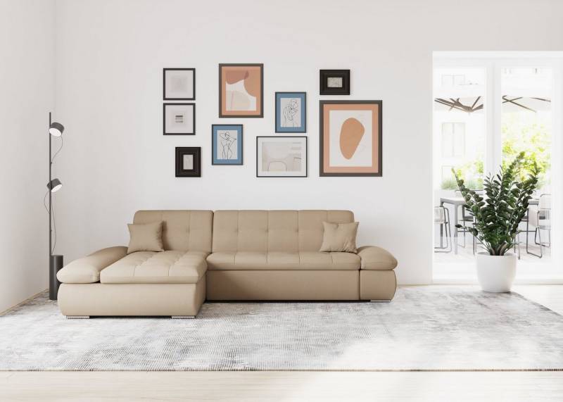 DOMO collection Ecksofa Moric, L-Form, XXL-Sofa - Breite 300cm, wahlweise mit Bettfunktion und Armteilverstellung, cappucino DOMO collection Ecksofa Moric, L-Form, XXL-Sofa - Breite 300cm, wahlweise mit Bettfunktion und Armteilverstellung, cappucino von DOMO collection