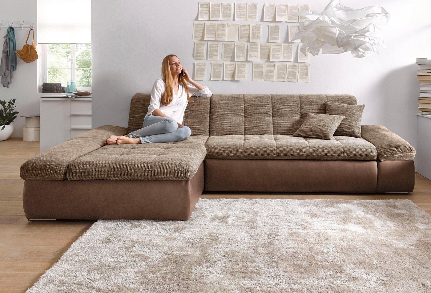 DOMO collection Ecksofa Moric Schlafsofa B/T/H 300/172/80 cm, auch in Cord, L-Form, XXL-Format, wahlweise auch mit Bettfunktion und Armverstellung von DOMO collection