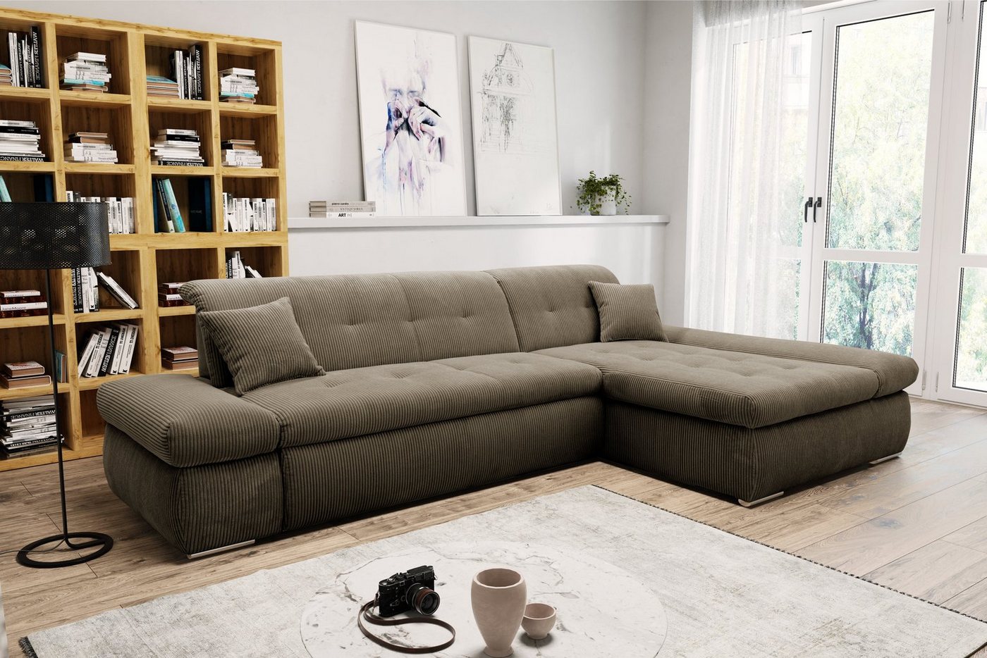 DOMO collection Ecksofa Moric Schlafsofa B/T/H 300/172/80 cm, viele Bezugsarten, auch in Cord, XXL-Format, wahlweise auch mit Bettfunktion und Armverstellung von DOMO collection