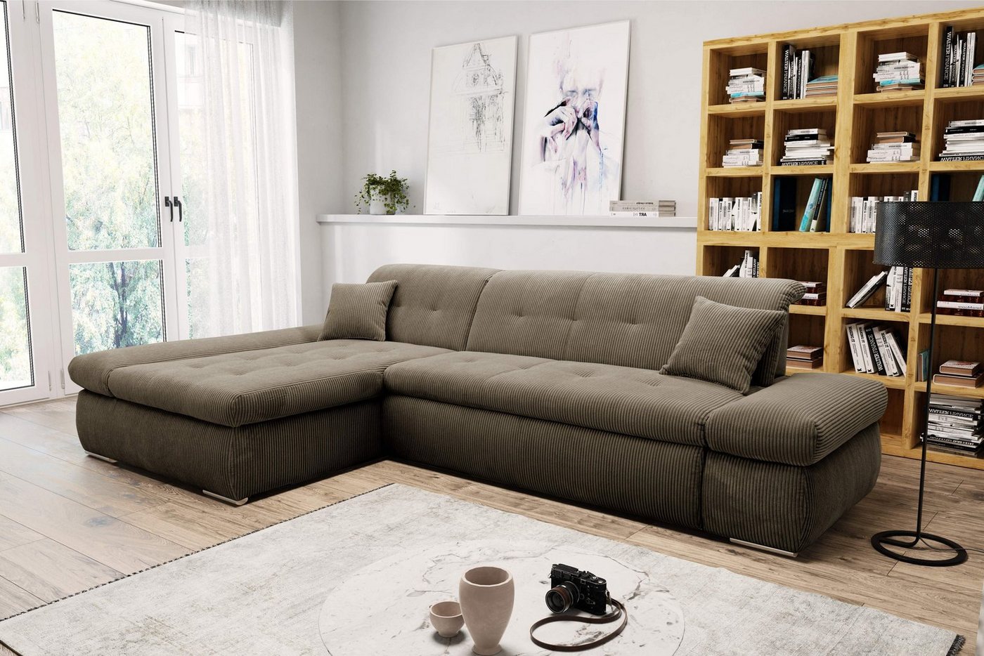 DOMO collection Ecksofa Moric Schlafsofa B/T/H 300/172/80 cm, auch in Cord, L-Form, XXL-Format, wahlweise auch mit Bettfunktion und Armverstellung von DOMO collection