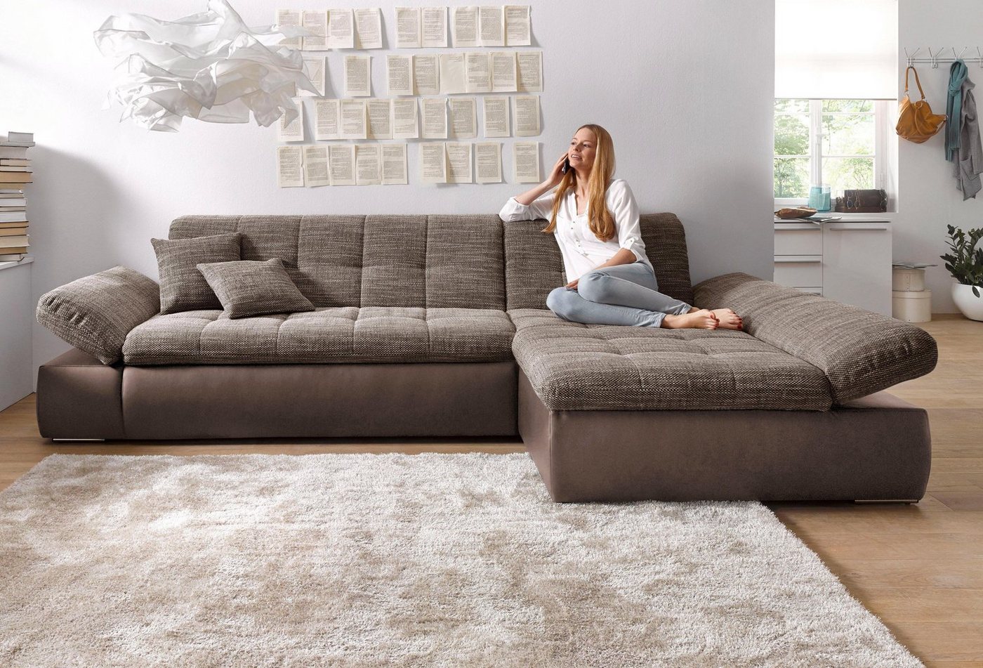 DOMO collection Ecksofa Moric Schlafsofa B/T/H 300/172/80 cm, auch in Cord, L-Form, XXL-Format, wahlweise auch mit Bettfunktion und Armverstellung von DOMO collection