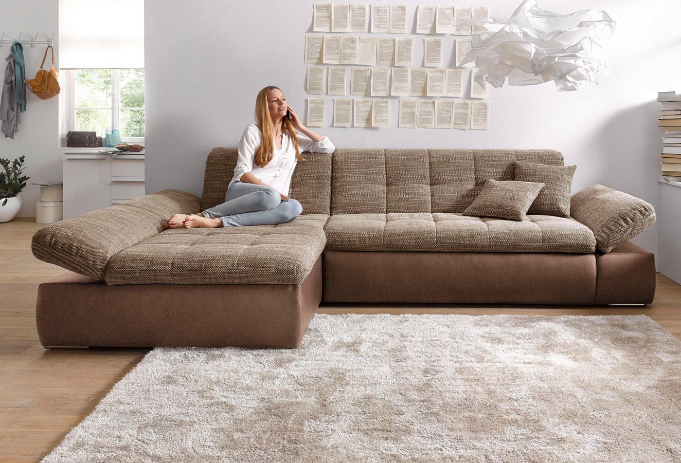 DOMO collection Ecksofa Moric Schlafsofa B/T/H 300/172/80 cm, auch in Cord, L-Form, XXL-Format, wahlweise auch mit Bettfunktion und Armverstellung von DOMO collection