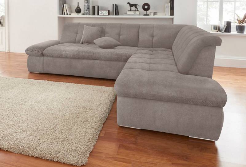 DOMO collection Ecksofa NMoric incl. Zierkissen B/T/H: 273/216/80 cm L-Form, Ottomanen-Abschluss, wahlweise mit Bettfunktion und Armlehnverstellung von DOMO collection
