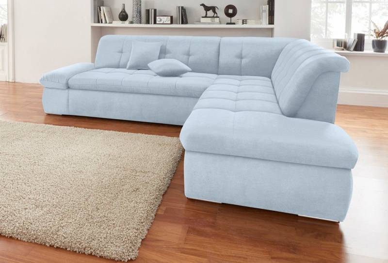 DOMO collection Ecksofa NMoric incl. Zierkissen B/T/H: 273/216/80 cm L-Form, Ottomanen-Abschluss, wahlweise mit Bettfunktion und Armlehnverstellung von DOMO collection