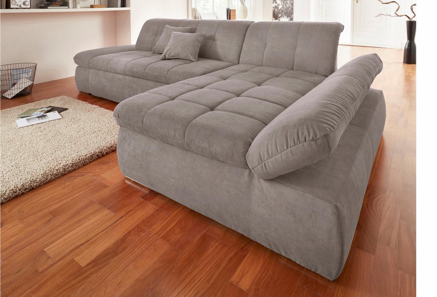 DOMO collection Ecksofa NMoric XXL, B/T/H: 300/172/80cm, Revamierenabschluss L-Form, wahlweise mit Bettfunktion und Armlehnverstel,lung von DOMO collection