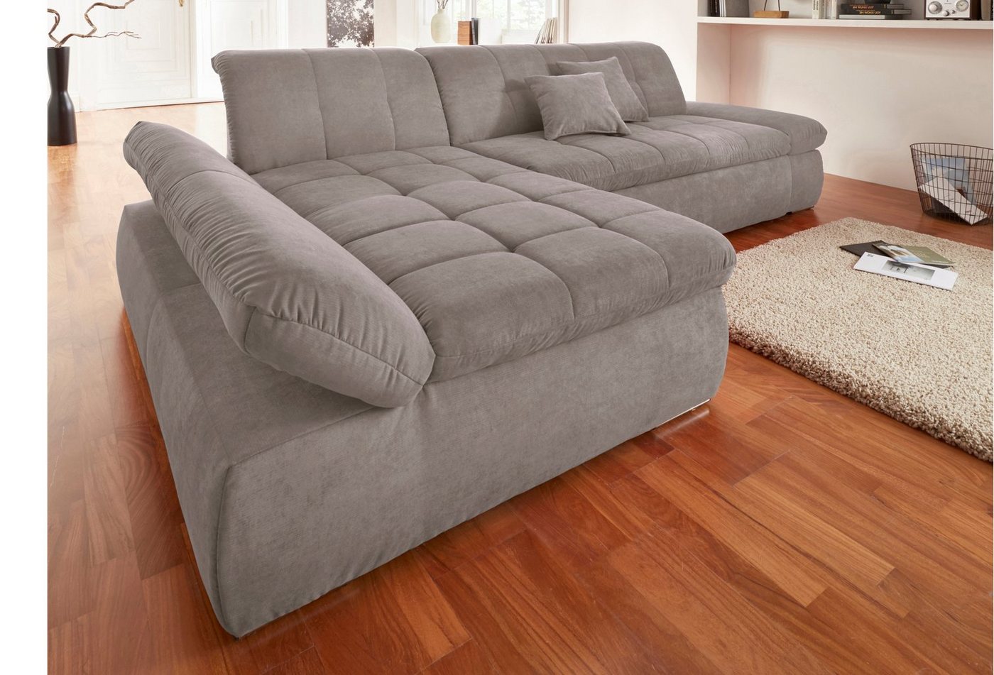 DOMO collection Ecksofa NMoric XXL, B/T/H: 300/172/80cm, Revamierenabschluss L-Form, wahlweise mit Bettfunktion und Armlehnverstel,lung von DOMO collection