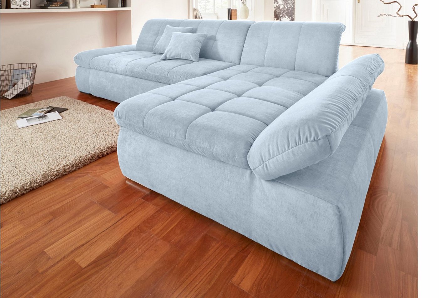 DOMO collection Ecksofa NMoric XXL, B/T/H: 300/172/80cm, Revamierenabschluss L-Form, wahlweise mit Bettfunktion und Armlehnverstel,lung von DOMO collection