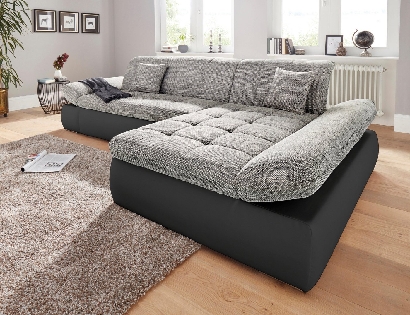 DOMO collection Ecksofa PB Moric wahlweise mit Bettfunktion + Armteilverstellung, L-Form, im XXL-Format, B/T/H:300/172/80 cm, feine Steppung von DOMO collection