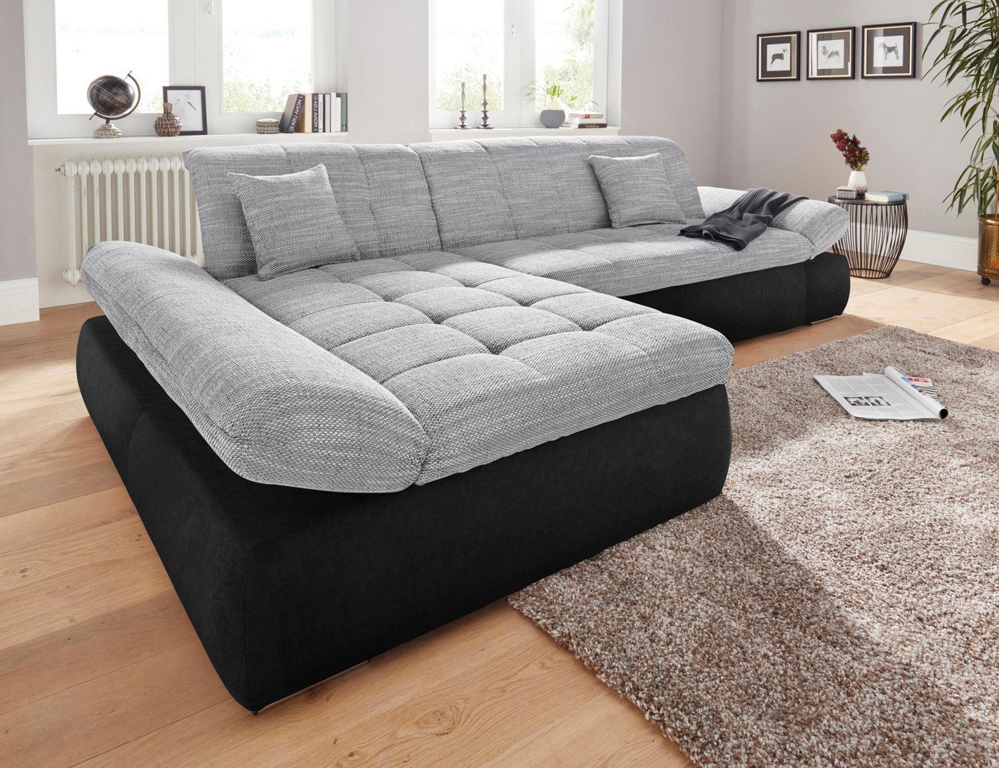 DOMO collection Ecksofa PB Moric wahlweise mit Bettfunktion + Armteilverstellung, Schlafsofa, im XXL-Format, B/T/H:300/172/80 cm, feine Steppung von DOMO collection