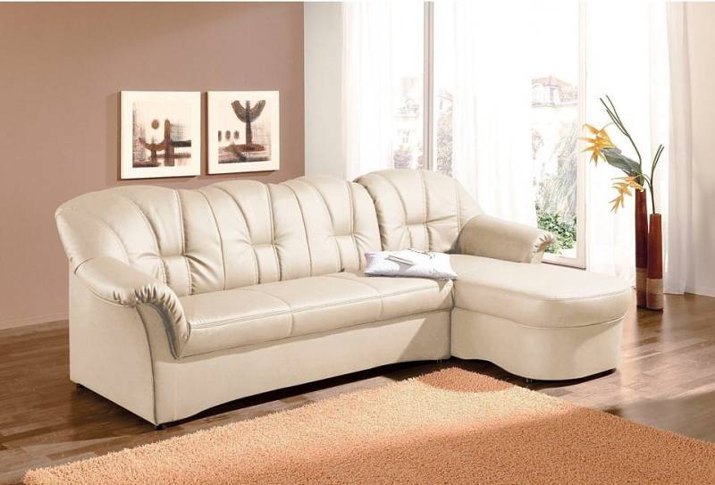DOMO collection Ecksofa Papenburg, zeitlose Rückensteppung, elegante Formensprache, L-Form, in großer Farbvielfalt, wahlweise mit Bettfunktion von DOMO collection