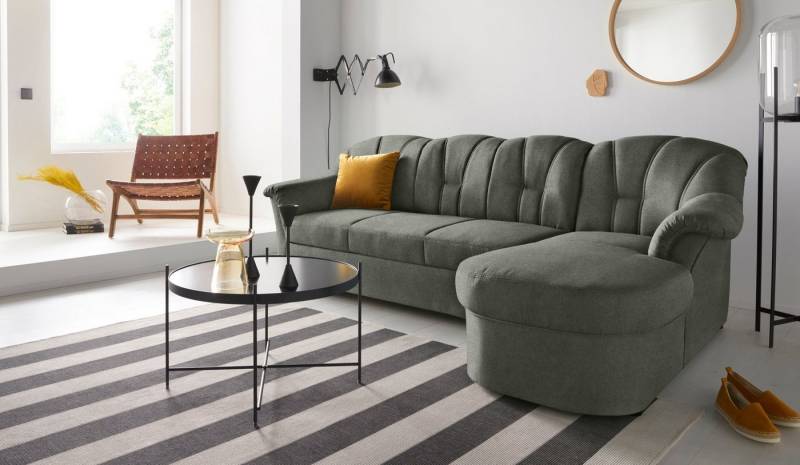 DOMO collection Ecksofa Papenburg, zeitlose Rückensteppung, elegante Formensprache, L-Form, in großer Farbvielfalt, wahlweise mit Bettfunktion von DOMO collection