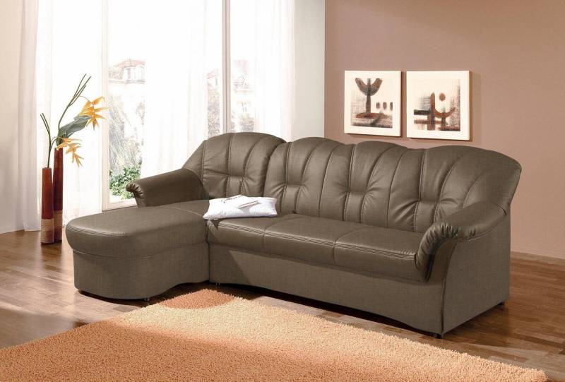 DOMO collection Ecksofa Papenburg, zeitlose Rückensteppung, elegante Formensprache, L-Form, in großer Farbvielfalt, wahlweise mit Bettfunktion von DOMO collection