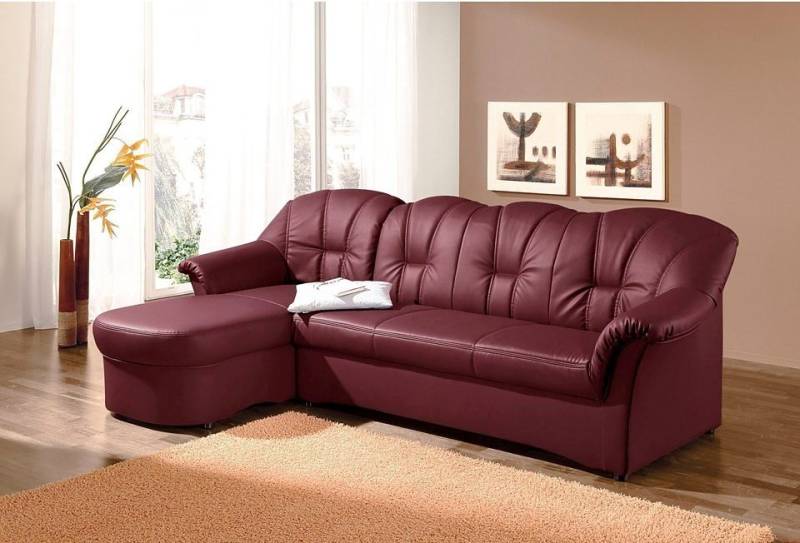 DOMO collection Ecksofa Papenburg, zeitlose Rückensteppung, elegante Formensprache, L-Form, in großer Farbvielfalt, wahlweise mit Bettfunktion von DOMO collection