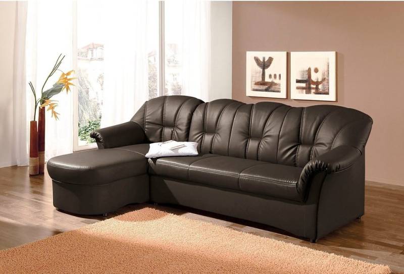 DOMO collection Ecksofa Papenburg, zeitlose Rückensteppung, elegante Formensprache, L-Form, in großer Farbvielfalt, wahlweise mit Bettfunktion von DOMO collection