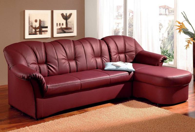 DOMO collection Ecksofa Papenburg, zeitlose Rückensteppung, elegante Formensprache, L-Form, in großer Farbvielfalt, wahlweise mit Bettfunktion von DOMO collection