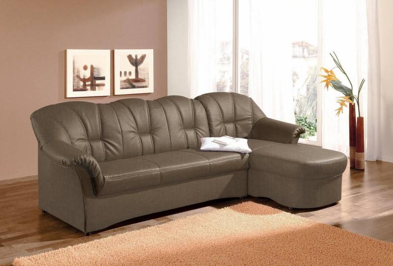 DOMO collection Ecksofa Papenburg, zeitlose Rückensteppung, elegante Formensprache, L-Form, in großer Farbvielfalt, wahlweise mit Bettfunktion von DOMO collection