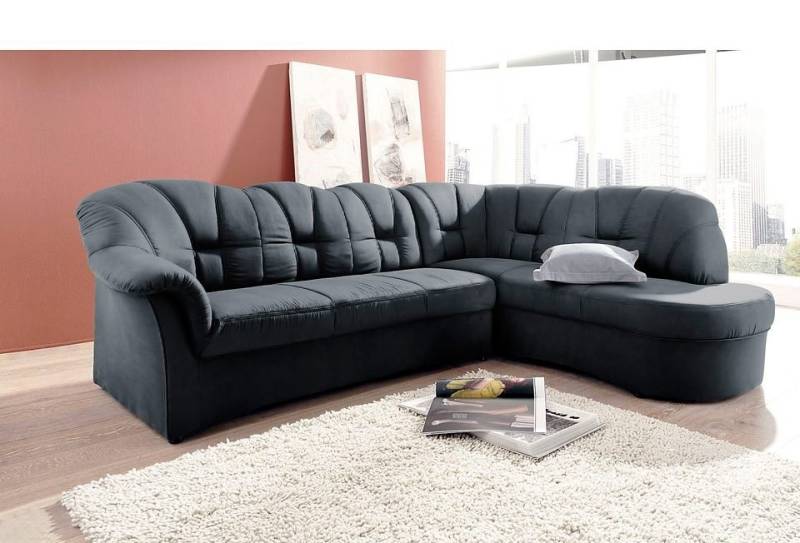 DOMO collection Ecksofa Papenburg, zeitlose Rückensteppung, elegante Armlehne, L-Form, mit Ottomane, wahlweise mit Bettfunktion von DOMO collection