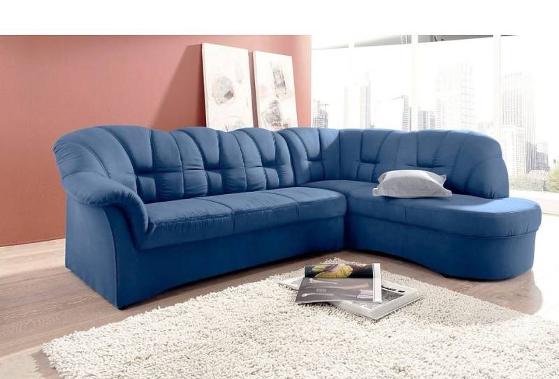 DOMO collection Ecksofa Papenburg, zeitlose Rückensteppung, elegante Armlehne, L-Form, mit Ottomane, wahlweise mit Bettfunktion von DOMO collection