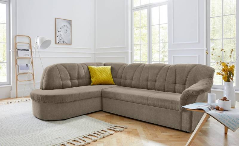 DOMO collection Ecksofa Pegnitz, elegante Rückensteppung, zeitlose Formensprache, L-Form, wahlweise mit Bettfunktion von DOMO collection