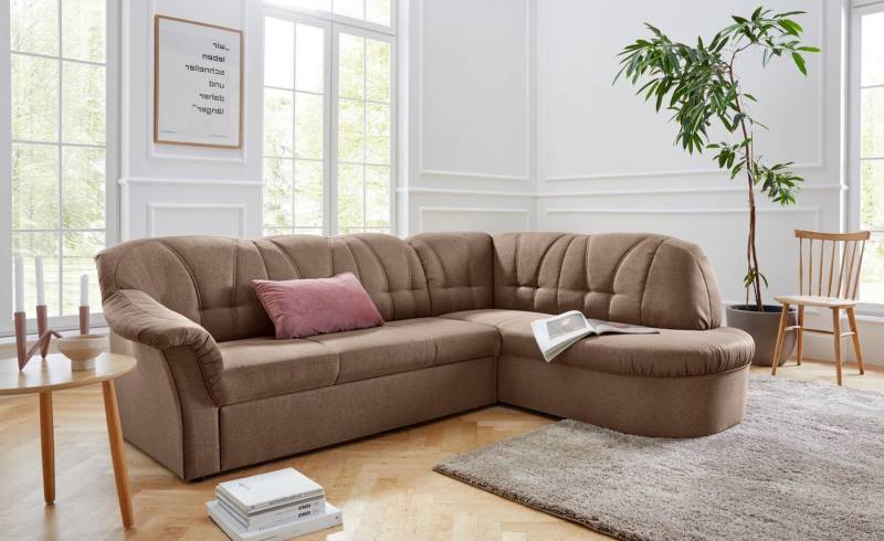 DOMO collection Ecksofa Pegnitz, elegante Rückensteppung, zeitlose Formensprache, L-Form, wahlweise mit Bettfunktion von DOMO collection