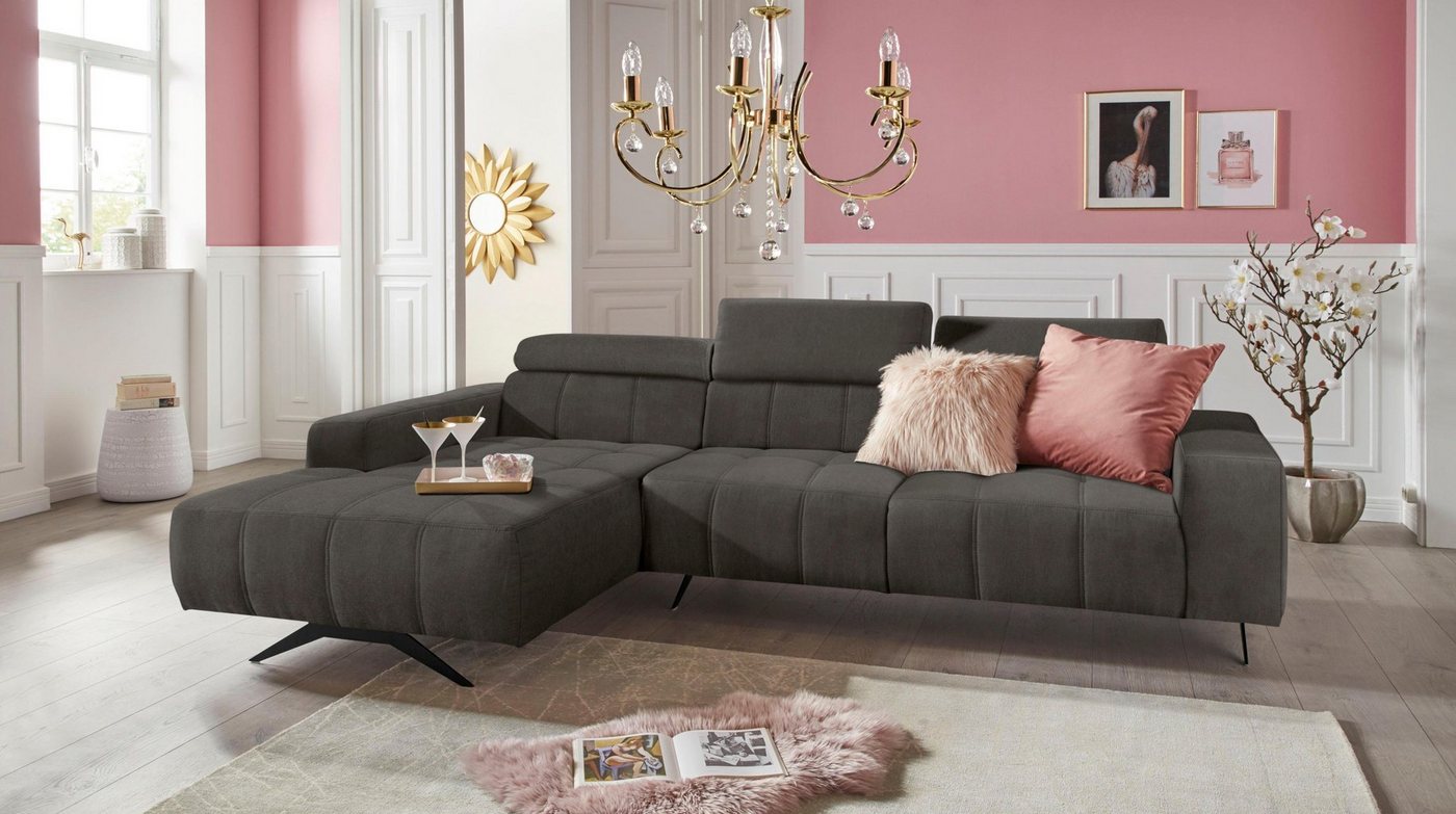 DOMO collection Ecksofa Trento L-Form, wahlweise mit Kopfteilverstellung, Recamiere links/rechts bestellbar von DOMO collection