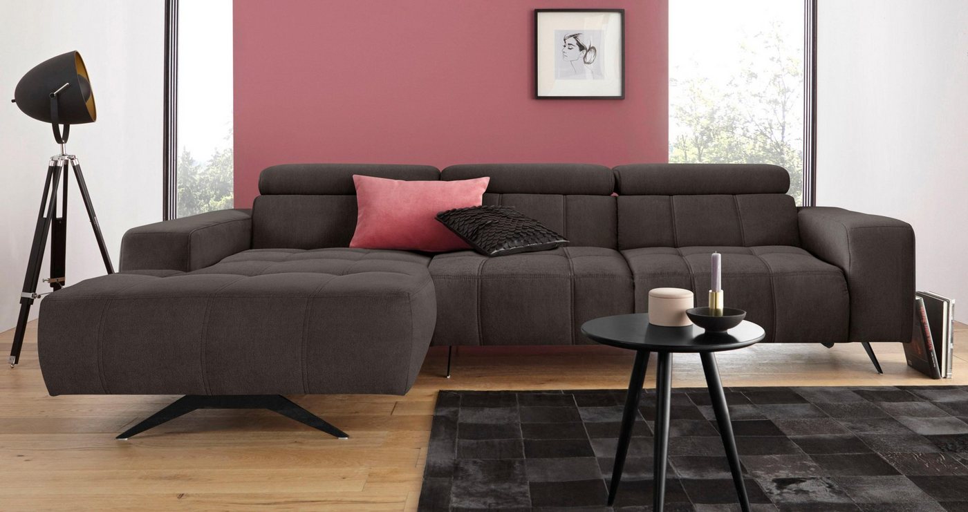 DOMO collection Ecksofa Trento L-Form, wahlweise mit Kopfteilverstellung, Recamiere links/rechts bestellbar von DOMO collection