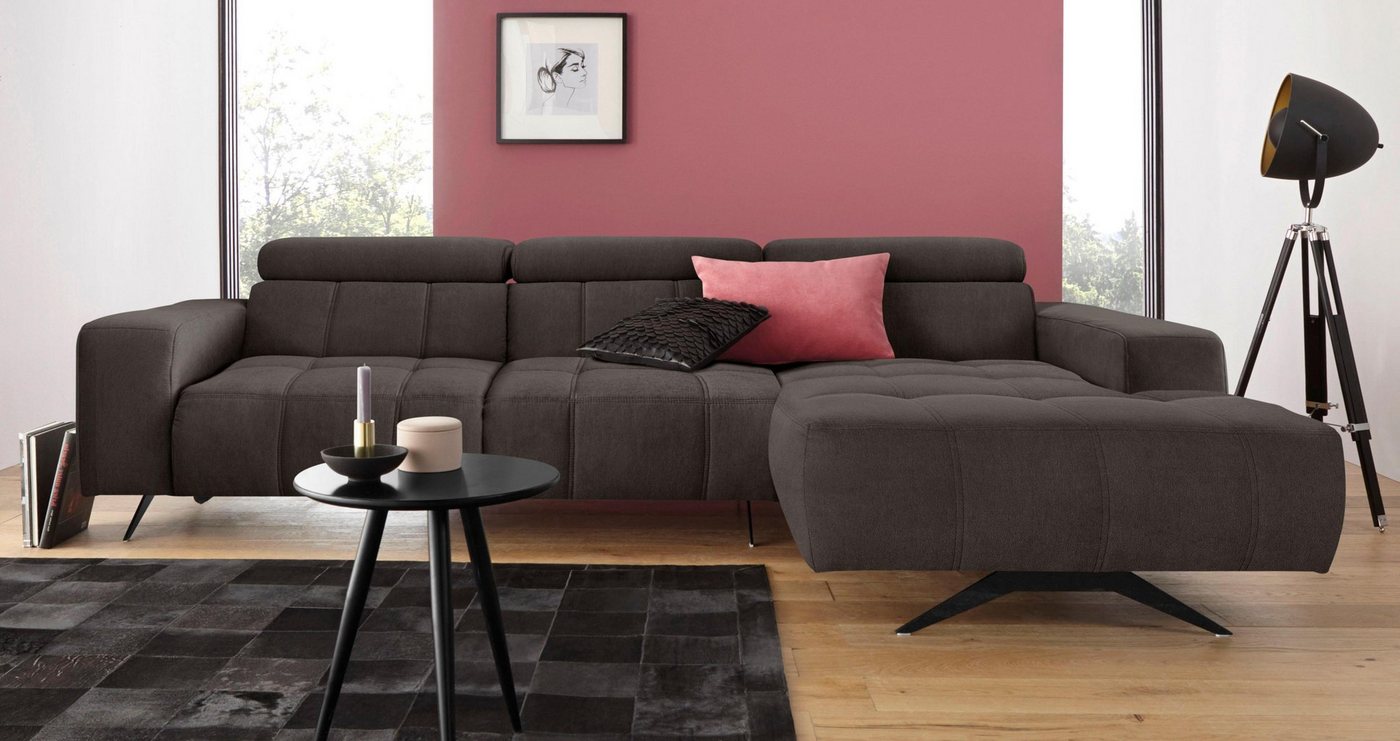 DOMO collection Ecksofa Trento L-Form, wahlweise mit Kopfteilverstellung, Recamiere links/rechts bestellbar von DOMO collection