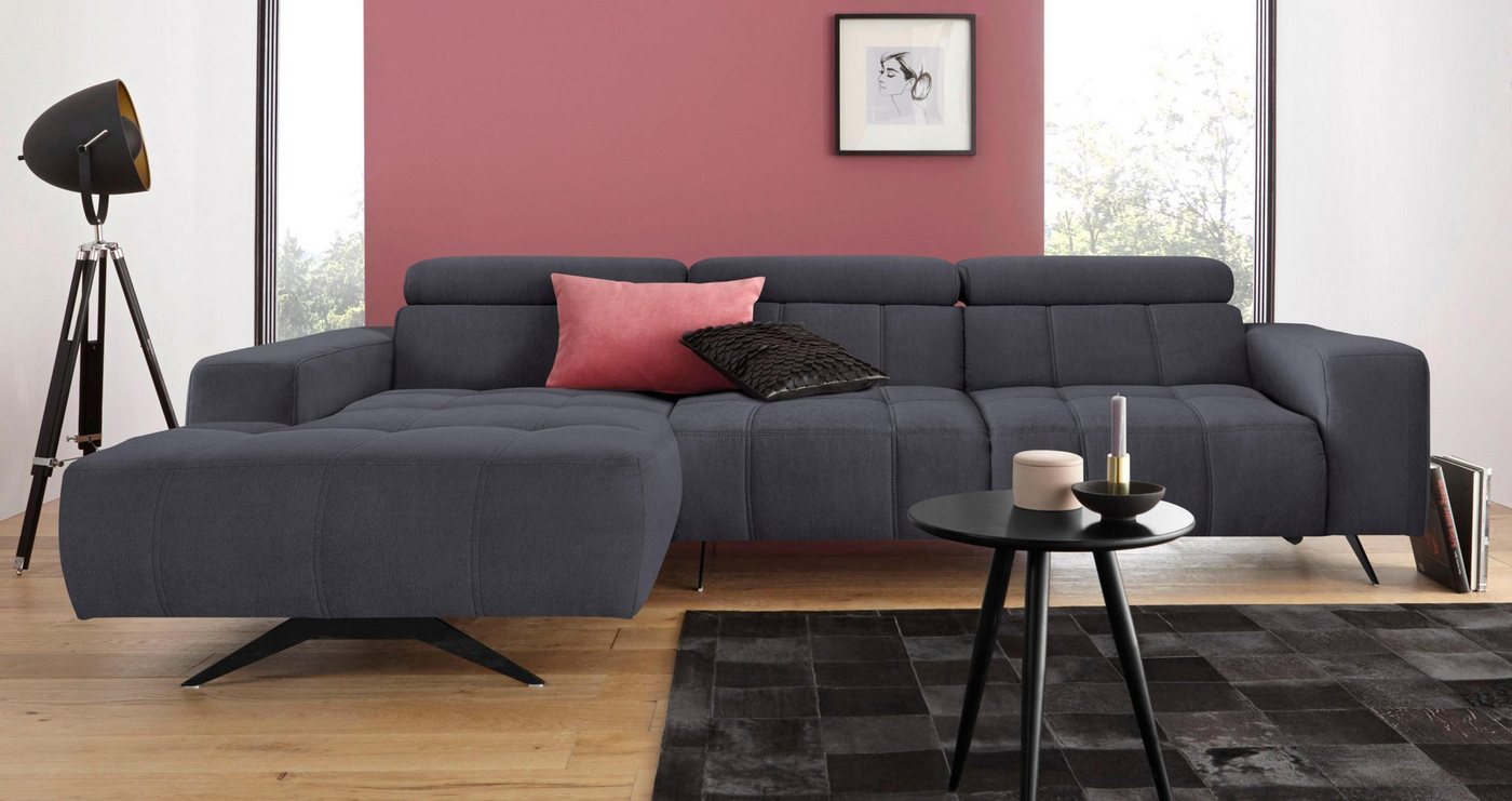 DOMO collection Ecksofa Trento L-Form, wahlweise mit Kopfteilverstellung, Recamiere links/rechts bestellbar von DOMO collection