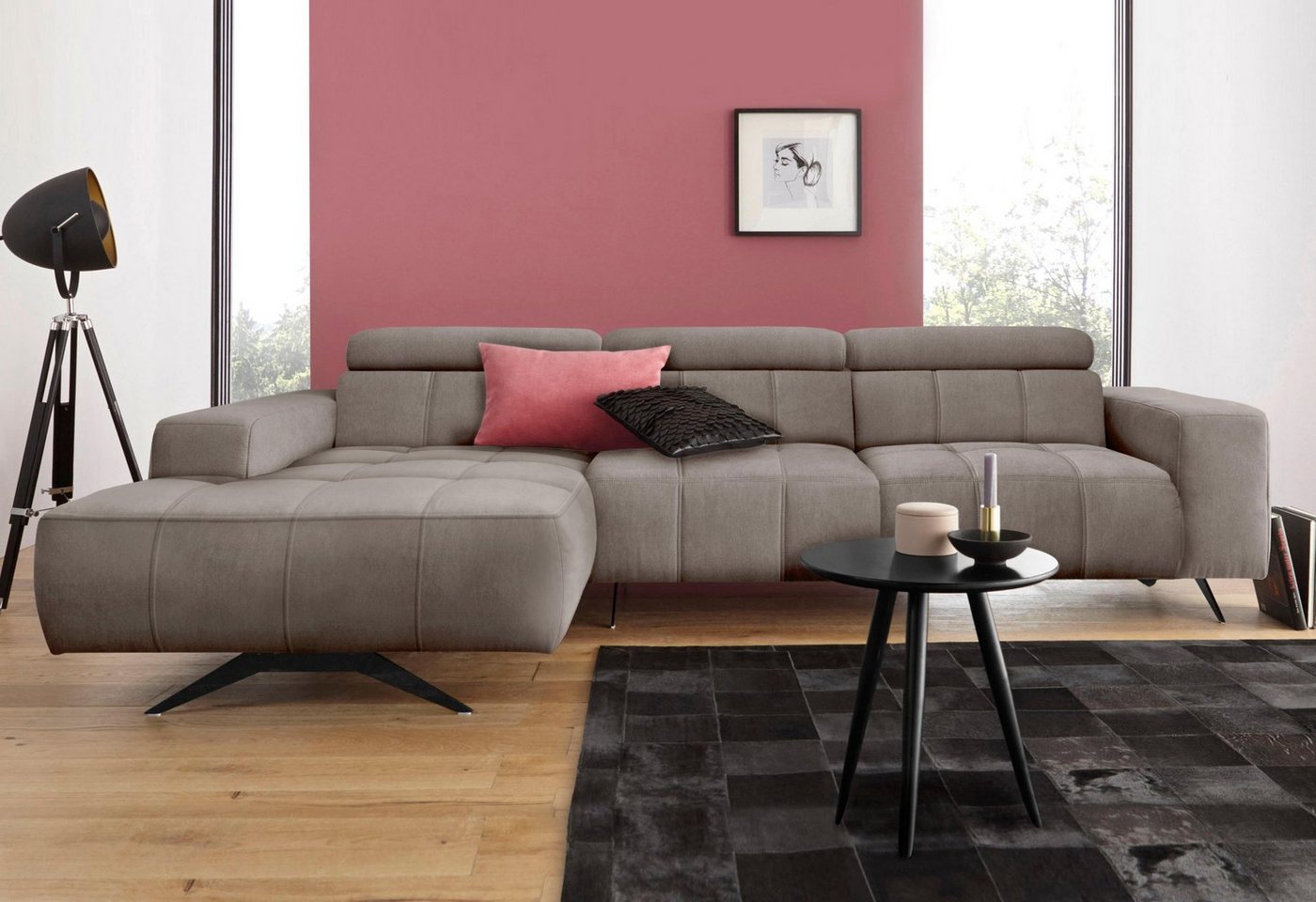 DOMO collection Ecksofa Trento L-Form, wahlweise mit Kopfteilverstellung, Recamiere links/rechts bestellbar von DOMO collection