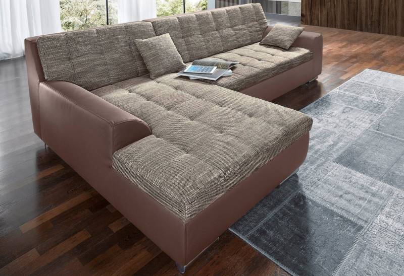 DOMO collection Ecksofa Treviso viele Bezüge, auch in Cord, L-Form, B/T/H: 267/80/83 cm, wahlweise mit Bettfunktion, incl. Zierkissen, hochwertige Steppung von DOMO collection