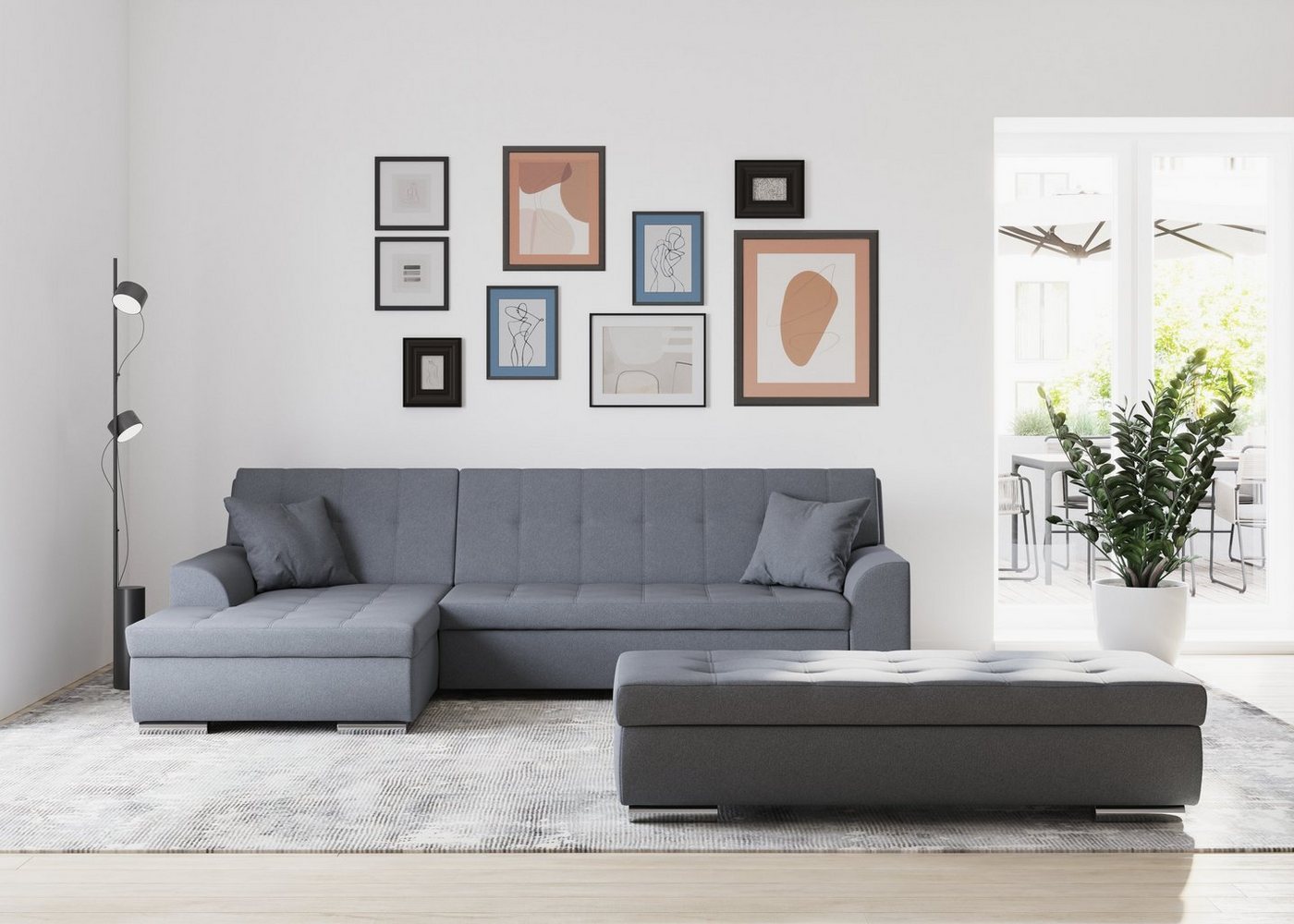 DOMO collection Ecksofa Treviso viele Bezüge, auch in Cord, L-Form, B/T/H: 267/80/83 cm, wahlweise mit Bettfunktion, incl. Zierkissen, hochwertige Steppung von DOMO collection