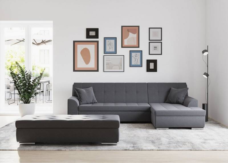 DOMO collection Ecksofa Treviso viele Bezüge, auch in Cord, L-Form, B/T/H: 267/80/83 cm, wahlweise mit Bettfunktion, incl. Zierkissen, hochwertige Steppung von DOMO collection