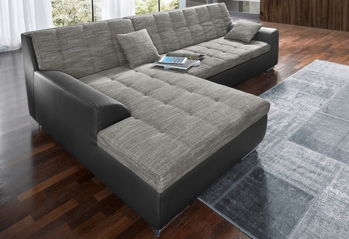 DOMO collection Ecksofa Treviso viele Bezüge, auch in Cord, L-Form, B/T/H: 267/80/83 cm, wahlweise mit Bettfunktion, incl. Zierkissen, hochwertige Steppung von DOMO collection