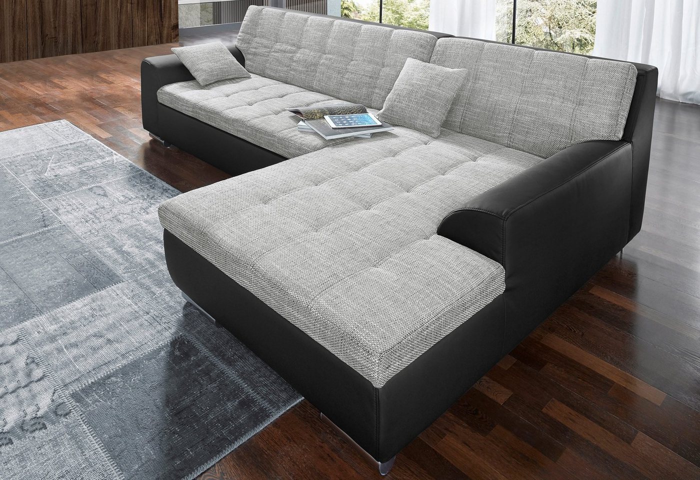 DOMO collection Ecksofa Treviso viele Bezüge, auch in Cord, Schlafsofa, B/T/H: 267/80/83 cm, wahlweise mit Bettfunktion, incl. Zierkissen, hochwertige Steppung von DOMO collection