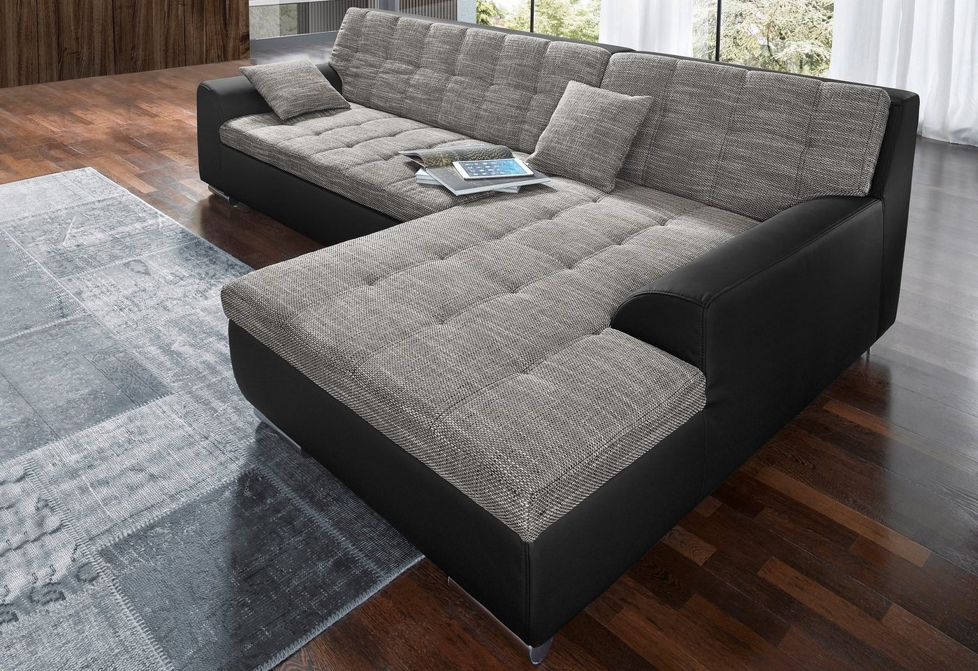 DOMO collection Ecksofa Treviso viele Bezüge, auch in Cord, Schlafsofa, B/T/H: 267/80/83 cm, wahlweise mit Bettfunktion, incl. Zierkissen, hochwertige Steppung von DOMO collection