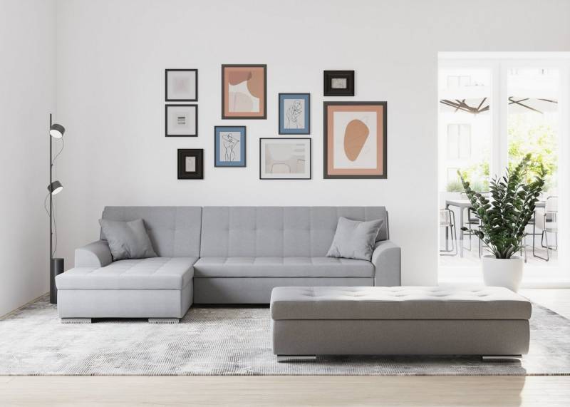 DOMO collection Ecksofa Treviso viele Bezüge, auch in Cord, L-Form, B/T/H: 267/80/83 cm, wahlweise mit Bettfunktion, incl. Zierkissen, hochwertige Steppung von DOMO collection