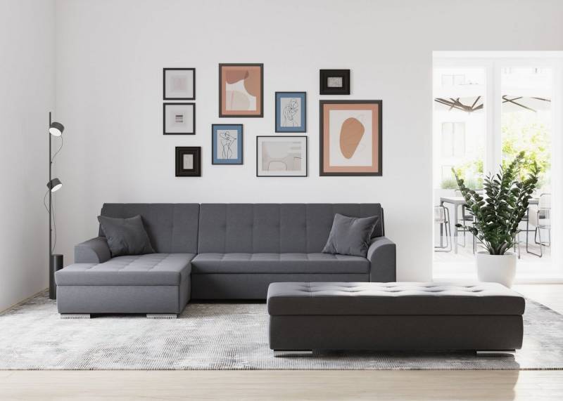 DOMO collection Ecksofa Treviso viele Bezüge, auch in Cord, L-Form, B/T/H: 267/80/83 cm, wahlweise mit Bettfunktion, incl. Zierkissen, hochwertige Steppung von DOMO collection
